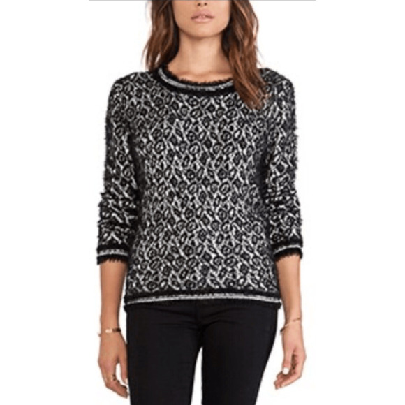 Velvet Graham Spencer Women's Sweater Black Fringe Wool Cashmere blend Small - Picture 1 of 7